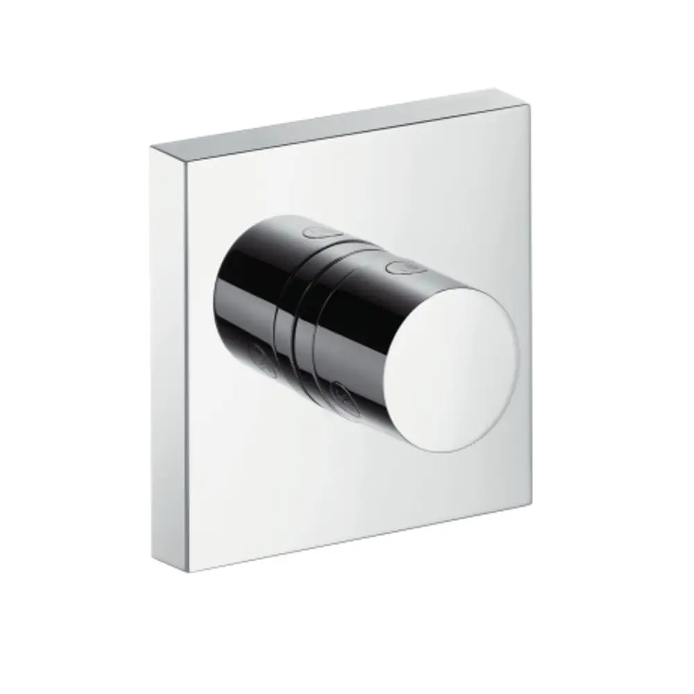 Unterputz-Ventil in Chrom für Dusche mit drehbarem Bedienknopf und zwei Tasten. Produkt von AXOR für Ab- und Umstellung von Wasserzuflüssen.